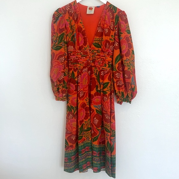 @farmrio Farm for Anthropologie Red Motif Maxi Dress Size XXS *Sold Out Online* - Picture 1 of 7